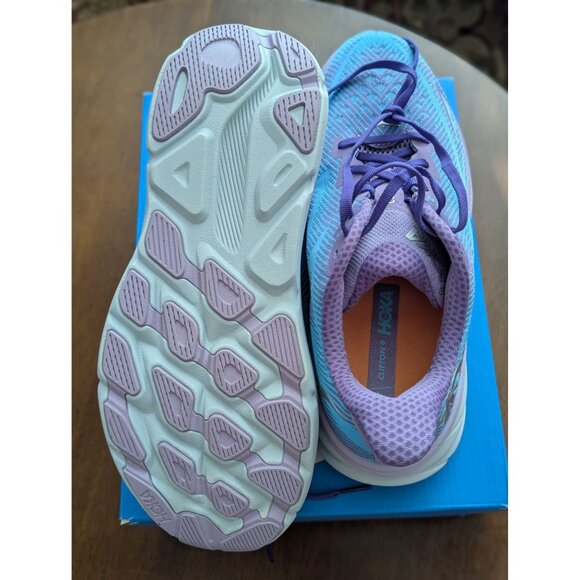 Hoka One One Clifton 9 Womens Running Shoes Size 11B Light Blue & Purple Mesh - Picture 5 of 6
